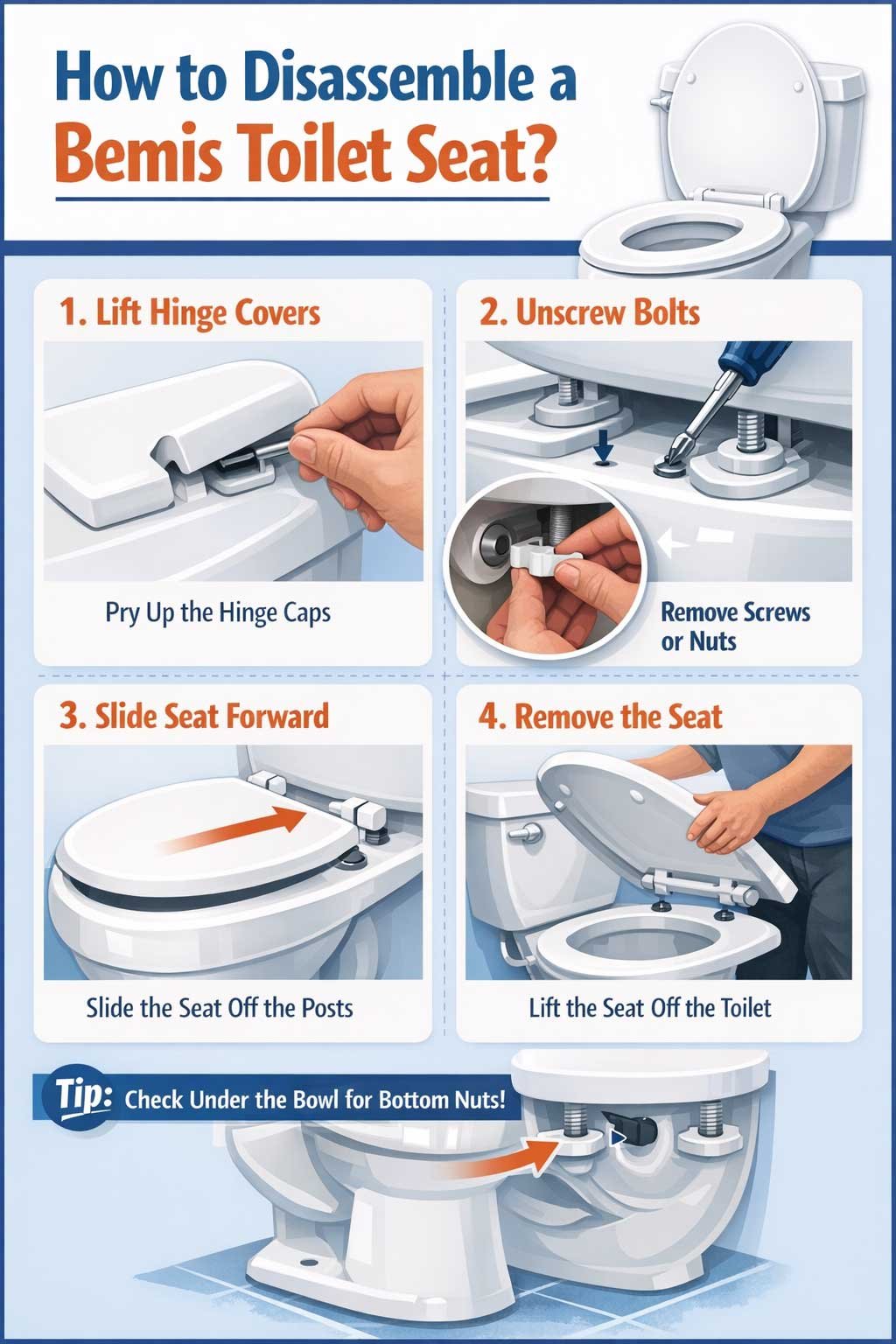 How to Disassemble a Bemis Toilet Seat?