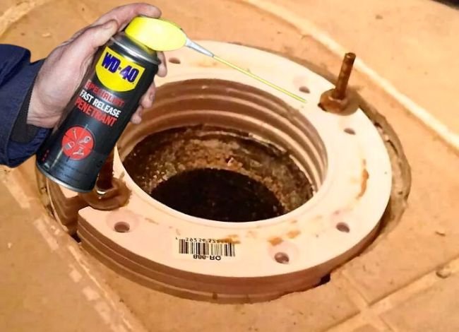 Using WD 40 for removing rusted toilet screws