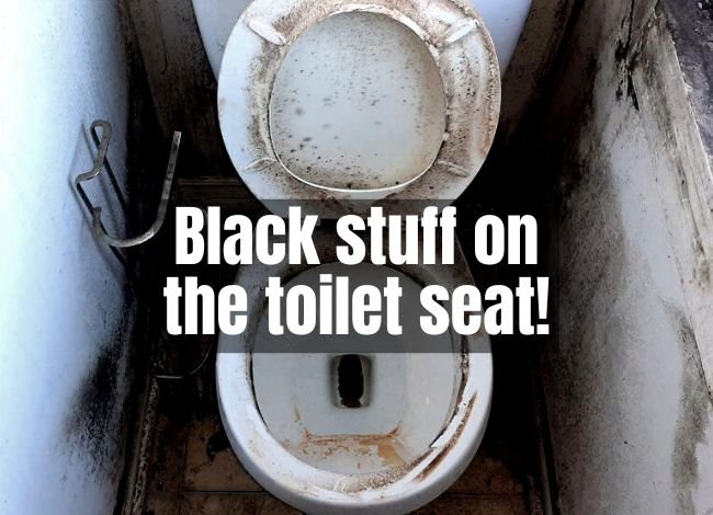 black stuff on the toilet seat